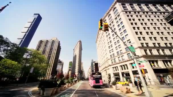 Synvinkel körning flatiron building, manhattan, ny, usa — Stockvideo