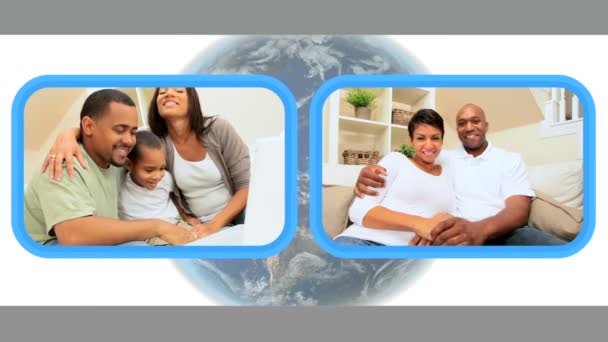 African-American Family Members Talking Via Internet Webchat — Stock Video