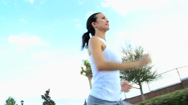 Healthy Female Jogging Exercise — Stock Video