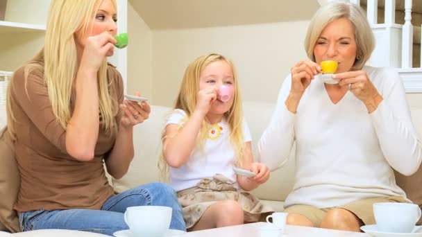 Fiesta del té para la familia femenina — Vídeo de stock