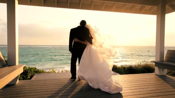 ロマンチックな島の結婚式をカップルします。 — ストック動画