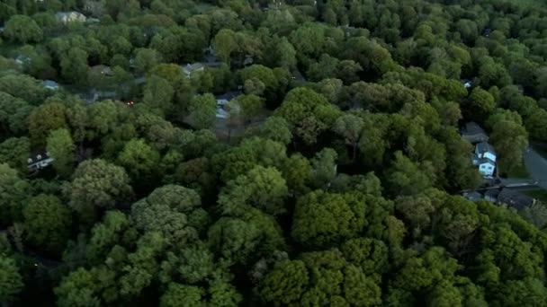 Vista aérea de los verdes suburbios de Nueva Jersey, Estado de Nueva York, América, EE.UU. — Vídeo de stock