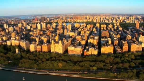 Aerial view of Upper West side, New York, Manhattan, America — Stock Video