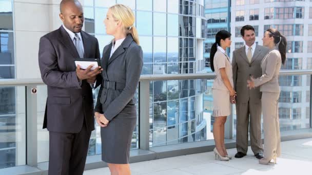 Five Business Team Colleagues Preparing for Meeting — Stock Video