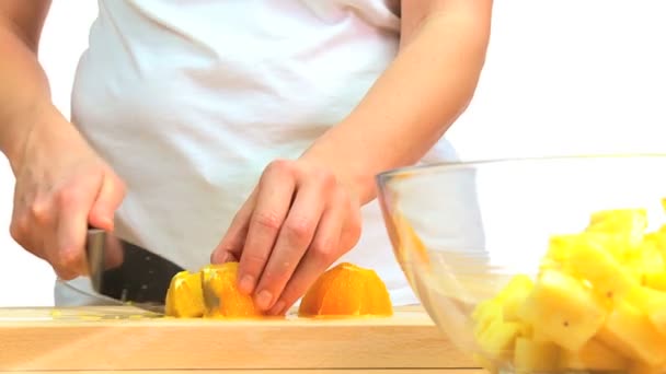 Montagem da preparação saudável de frutas frescas — Vídeo de Stock