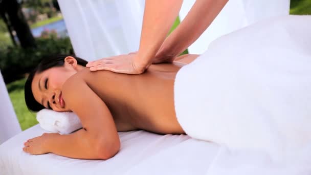 Asian Girl at Health Spa Having Massage — Stock Video