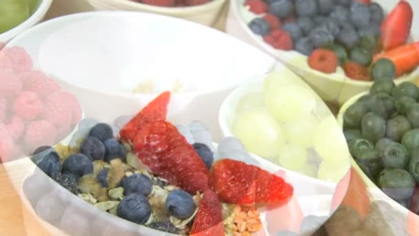 Montage of Healthy Lifestyle Fresh Fruit Medley — Stock Video