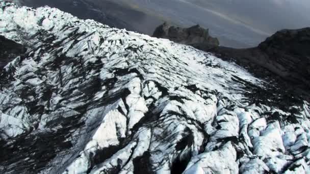 Aerial View of Sedimentary Volcanic Dust on Glacier, Iceland — Stock Video