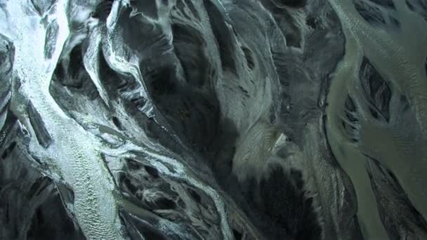 Aerial View of Glacial Meltwater in River Deltas, Arctic region — Stock Video