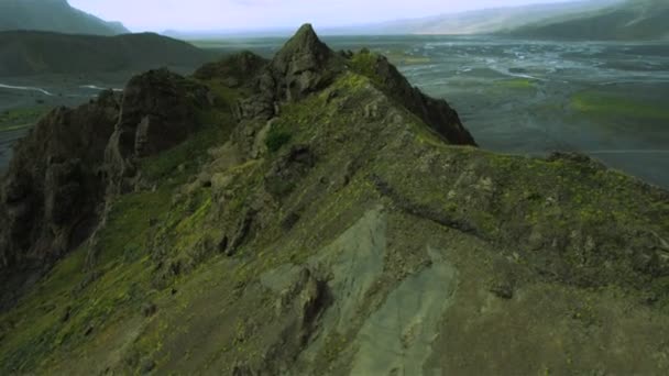 Aerial View of Volcanic River Deltas, Iceland — Stock Video