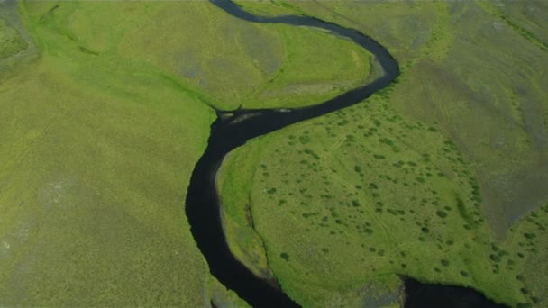 Aerial View of Fertile Land with Meltwater, Iceland — Stock Video