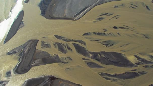 Vista aérea de los daños volcánicos ambientales, Islandia — Vídeo de stock