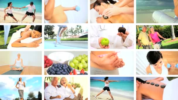 Montage av att leva en hälsosam livsstil — Stockvideo