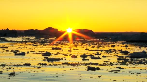 Арктичних захід сонця над плаваючі крижин — стокове відео