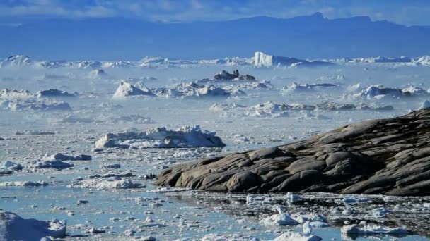 Derretimiento de los témpanos de hielo moviéndose entre icebergs — Vídeo de stock