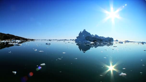 Grandes icebergs flotantes rotos de un glaciar — Vídeos de Stock