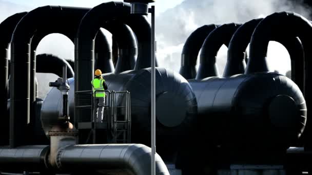 Ingénieur de la centrale géothermique sur place — Video