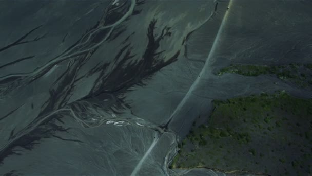 Vue Aérienne des Véhicules Par Le Fleuve Inondé Deltas, Islande — Video