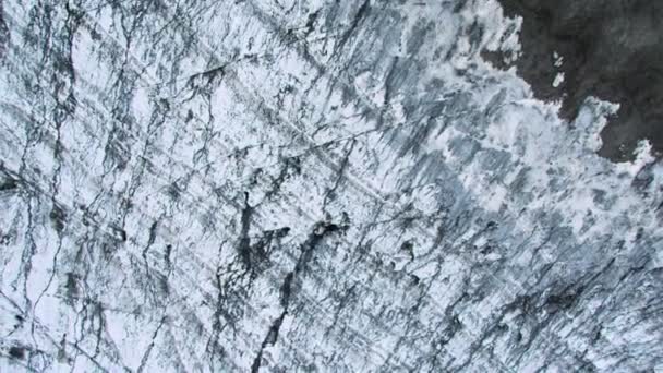 Aerial View of an Icelandic Glacier & Volcanic Dust — Stock Video