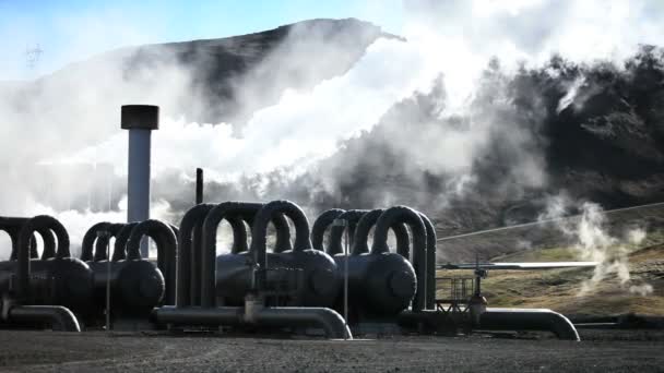 Steam From Geothermal Power Plant — Stock Video