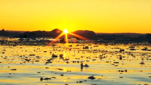 Coucher de soleil arctique sur un paysage gelé — Video