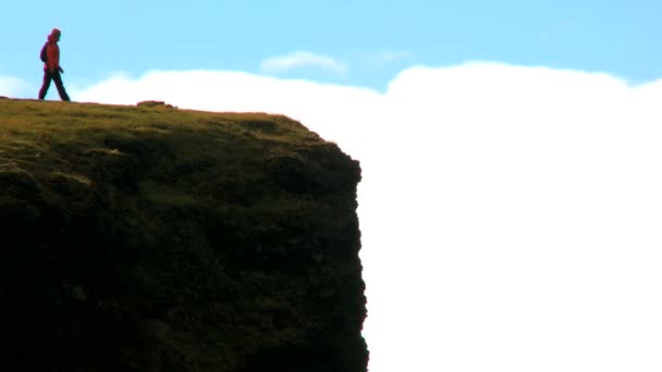 Distant Lone Hiker on Arctic Plateau — Stock Video