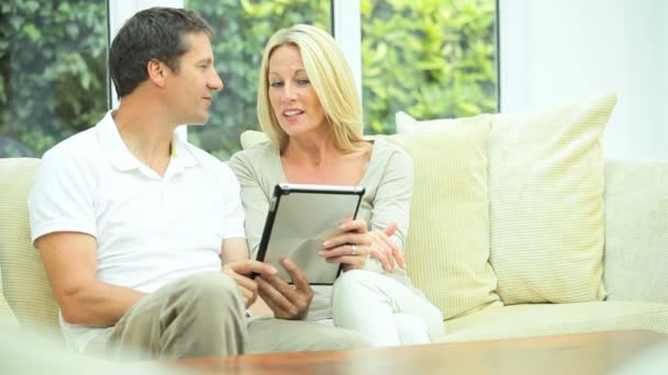 Modern Wireless Tablet Being Used by Caucasian Couple — Stock Video