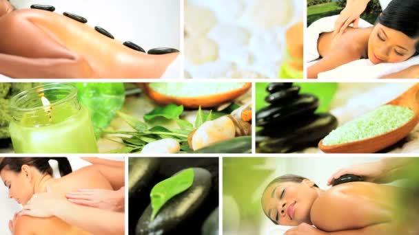 Montaggio di donne multietniche che godono di un trattamento Spa — Video Stock