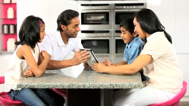 Asian Family Using Online Video Chat with Relatives — Stock Video