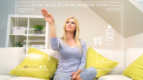 Future Home Shopping Tecnología de pantalla táctil — Vídeo de stock