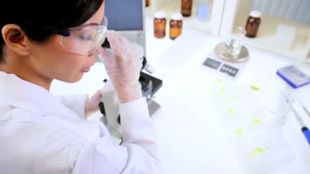 Female Lab Technician Doing Experimental Research — Stock Video