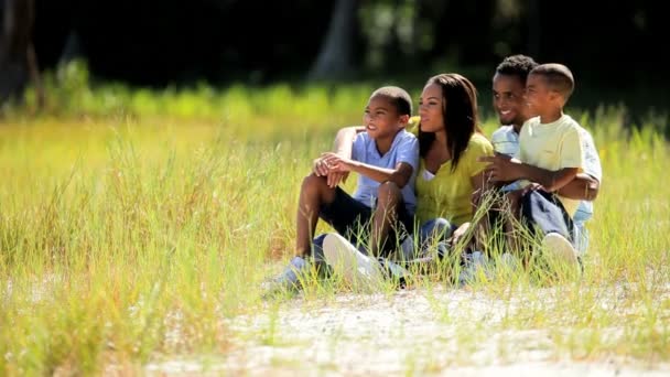 Afryki amerykański rodziny razem w parku — Wideo stockowe