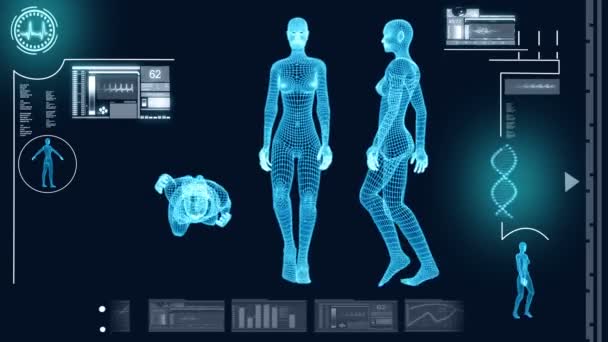 Digital motion grafik av 3d virtuella promenad kvinna — Stockvideo