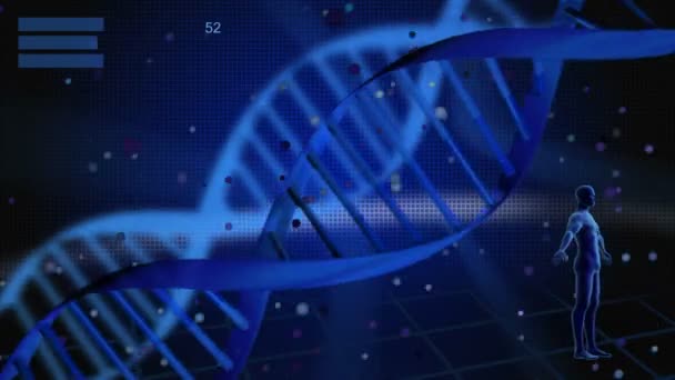 Gráfico de movimento digital 3D da cadeia de DNA — Vídeo de Stock