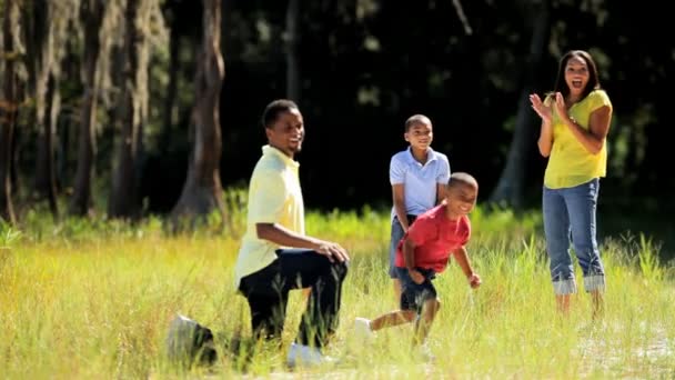 Ethnic Father Teaching Young Son Baseball — Stock Video