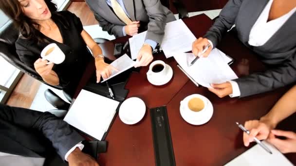 Overhead View of Multi Ethnic Business Team — Stock Video