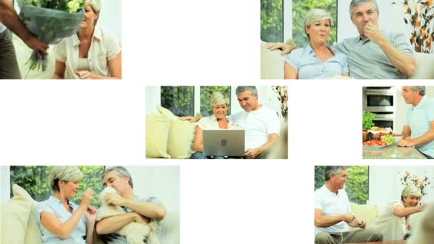 Montaje de estilo de vida moderno de pareja de mediana edad — Vídeo de stock