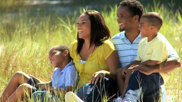 Portrait of Happy Ethnic Family in Park — Stock Video