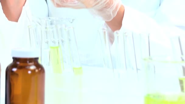 Female Medical Researcher in Laboratory — Stock Video