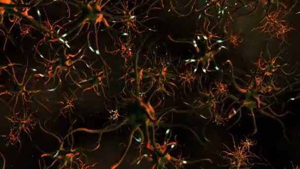 Цифрова графіка руху нейронових клітин теплих кольорів — стокове відео