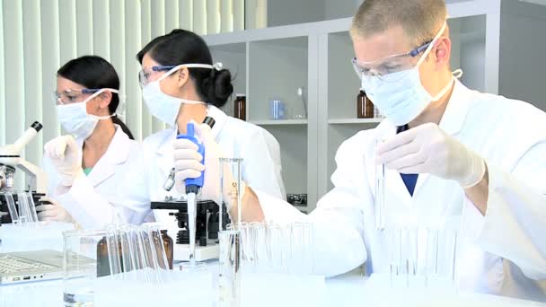 Médicos Estudantes Trabalhando em Laboratório Hospitalar — Vídeo de Stock