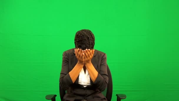 Ethnic Female Showing Green Screen Presentation Disappointment — Stock Video