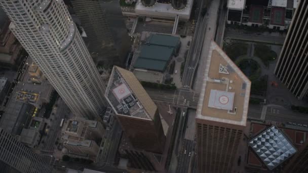 Aerial vertical view of skyscrapers, Los Angeles, USA — Stock Video
