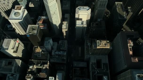 Aerial vertical view of metropolis skyscrapers, USA — Stock Video