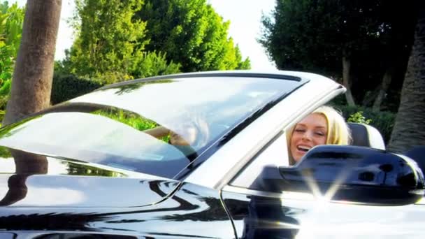 Ragazze bionde e brune in auto di lusso — Video Stock