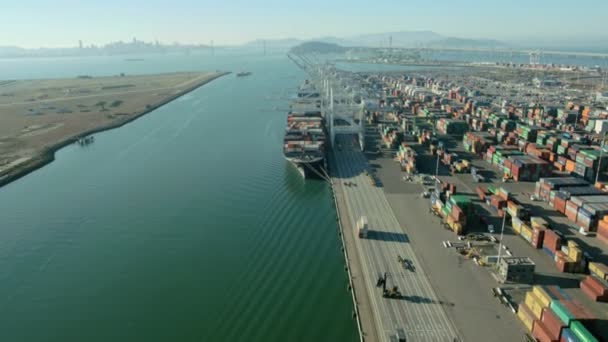 Luchtfoto van de haven van oakland, san francisco, Verenigde Staten — Stockvideo