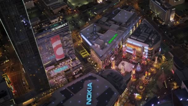 Aerial view at dusk Staples Centre, Los Angeles, USA — Stock Video