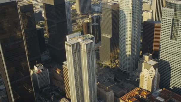 Aerial view of city financial district, Los Angeles, USA — Stock Video