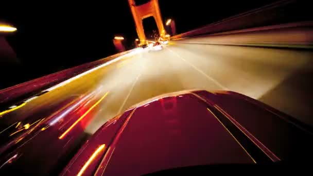 Zeitraffer pov Nacht fahren Golden Gate Bridge — Stockvideo