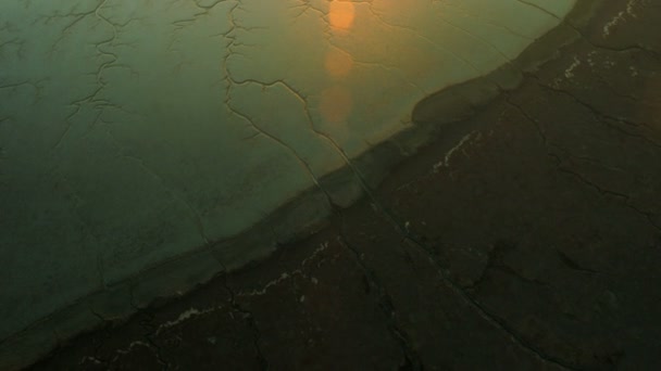 Aerial view of mineral rich salt water ponds — Stock Video